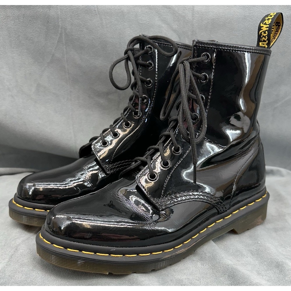 Doc Martens 1460 Air Ware Womens 9 Black Patent Shiny Leather Boots 8 Eye